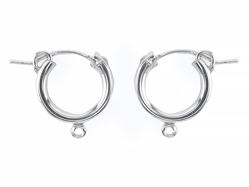 Sterling Silver Hinged Earring Hoop with Loop 13mm x 2.25mm ~ PAIR