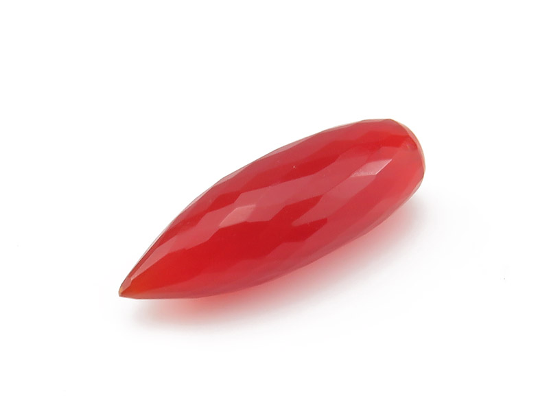 AAA Carnelian Micro-Faceted Long Teardrop 19-20mm ~ Half Drilled ~ SINGLE