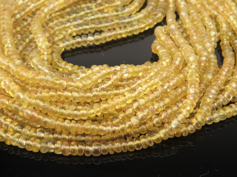 AA Yellow Sapphire Smooth Rondelles 2.5-3.5mm ~ 16'' Strand