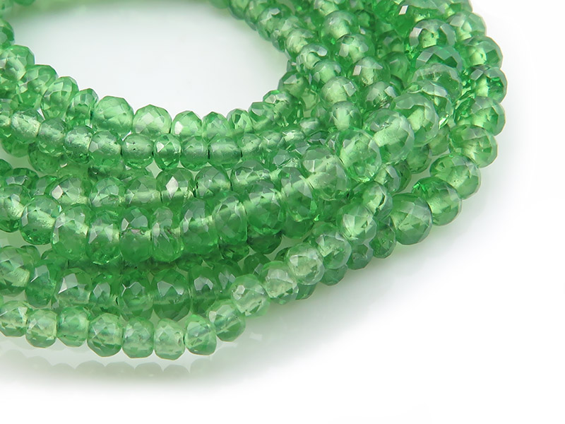 AAA Tsavorite Garnet Micro-Faceted Rondelles ~ Various Sizes ~ 8.25'' Strand