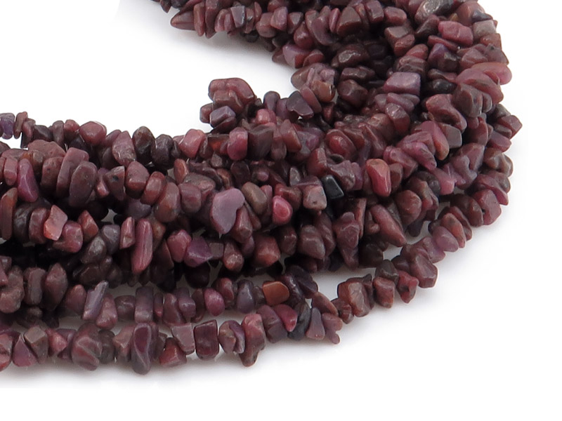 Ruby Smooth Chip Beads ~ 33'' Strand
