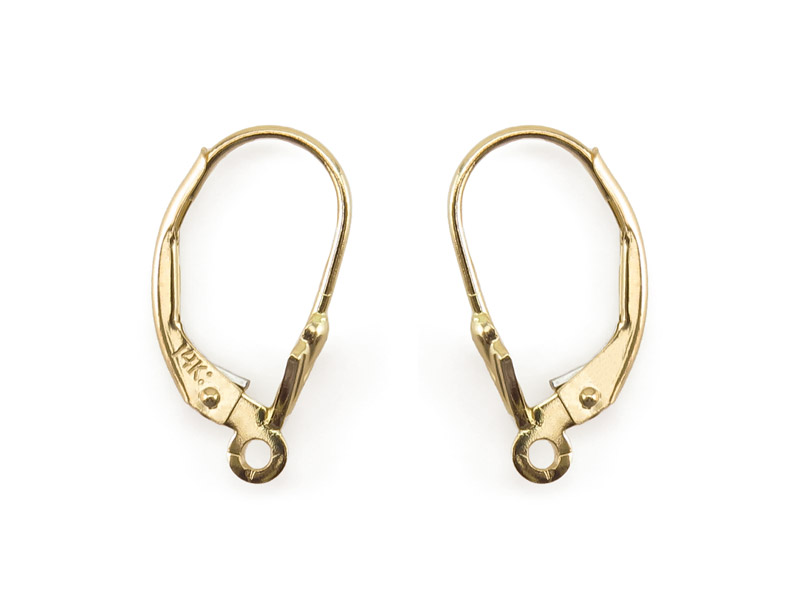 14K Gold Fleur De Lis Lever Back PAIR