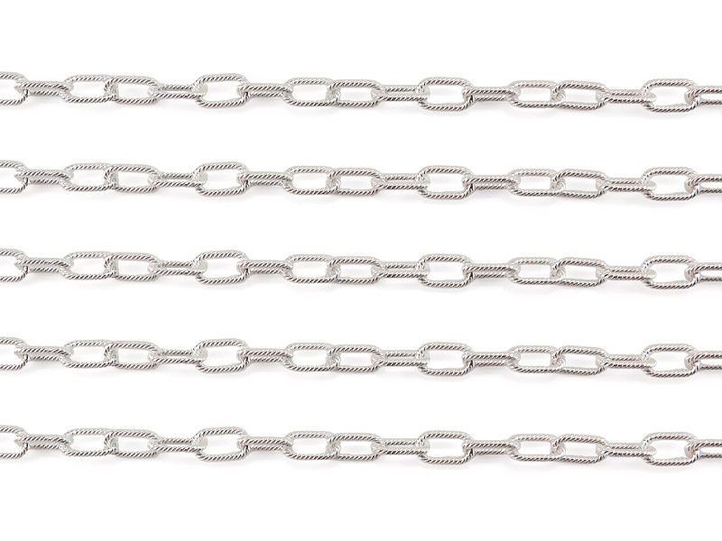 Sterling Silver Twisted Long Oval Cable Chain 8.6mm x 4.9mm  ~ by the Foot