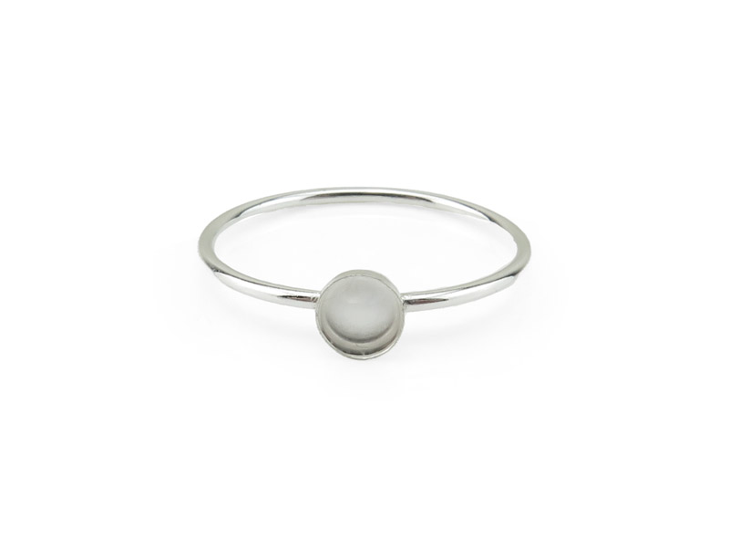 Sterling Silver Ring with Bezel Cup 4mm ~ Size P