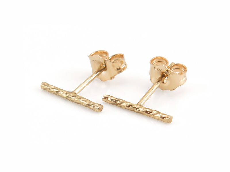 Gold Filled Sparkle Bar Ear Studs  ~ PAIR