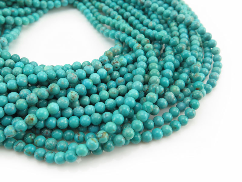 AA Turquoise Smooth Round Beads 4mm ~ 16'' Strand