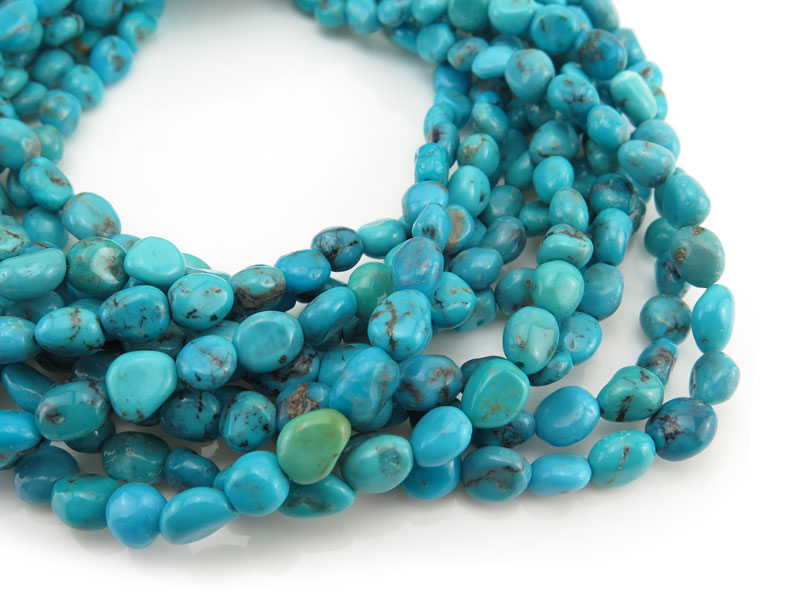 Turquoise Smooth Nugget Beads 8-9mm ~ 16'' Strand