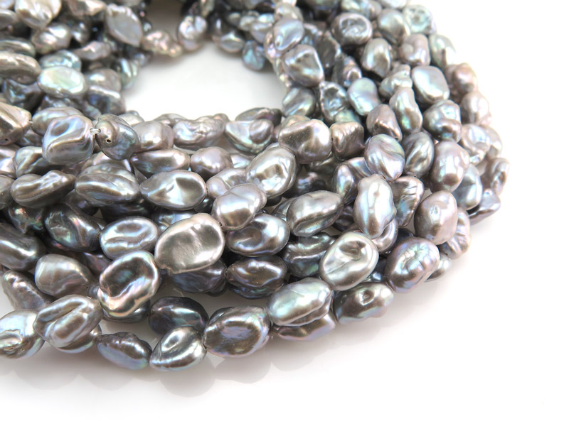 Freshwater Pearl Silver Grey Keishi Nugget Beads 8-11mm ~ 15'' Strand