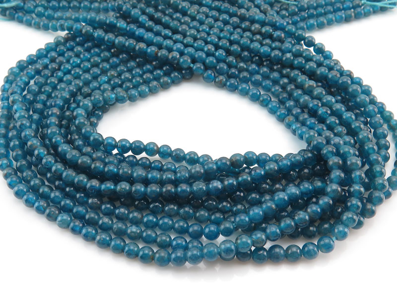 Teal Apatite Smooth Round Beads 4mm ~ 15.5'' Strand