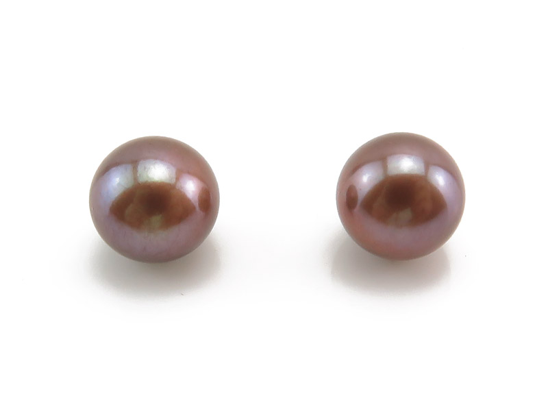 Freshwater Pearl Bronze Round 7-7.5mm ~ Half Drilled ~ PAIR