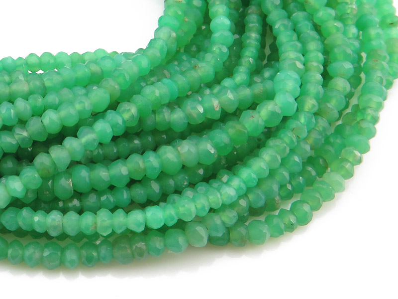 Chrysoprase Faceted Rondelles 3mm ~ 13'' Strand