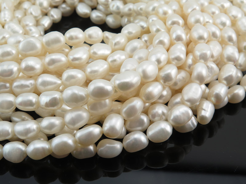 Freshwater Pearl Ivory Long Nugget Beads 9-10mm ~ 15.5'' Strand