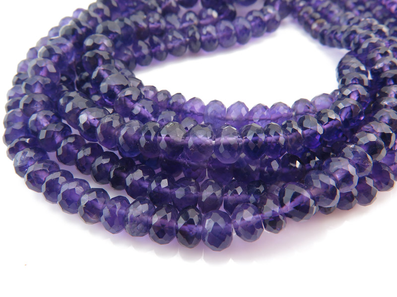 AA+ Amethyst Micro-Faceted Rondelles 5-7mm ~ 18'' Strand
