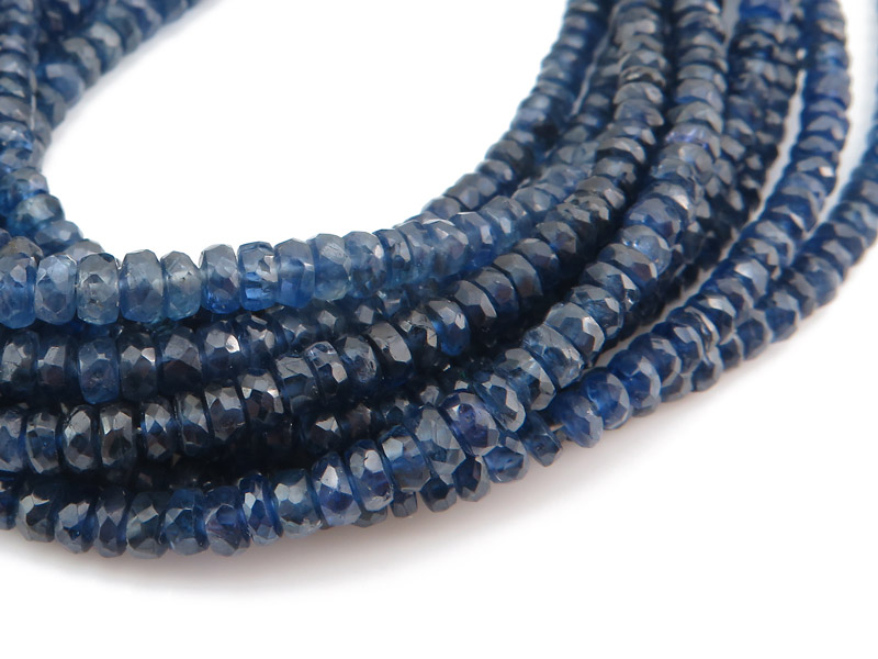 Blue Sapphire Faceted Rondelles 3-4mm ~ 15.5'' Strand