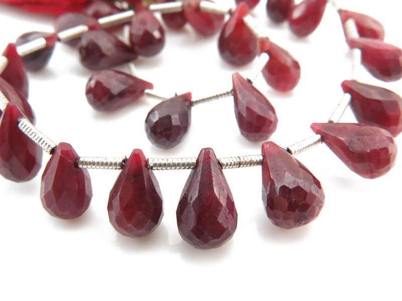Ruby Faceted Teardrop Briolettes ~ Various Sizes