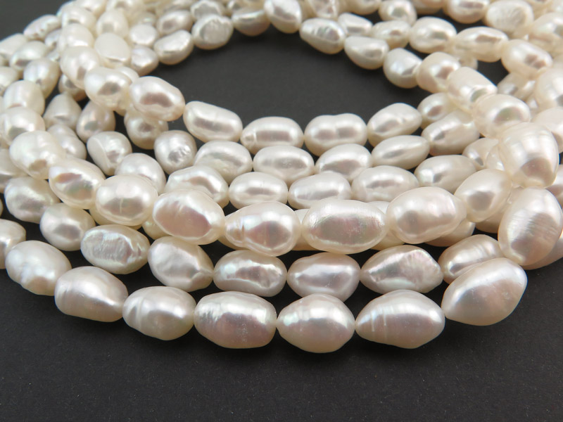 Freshwater Pearl Ivory Long Nugget Beads 10-11mm ~ 16'' Strand