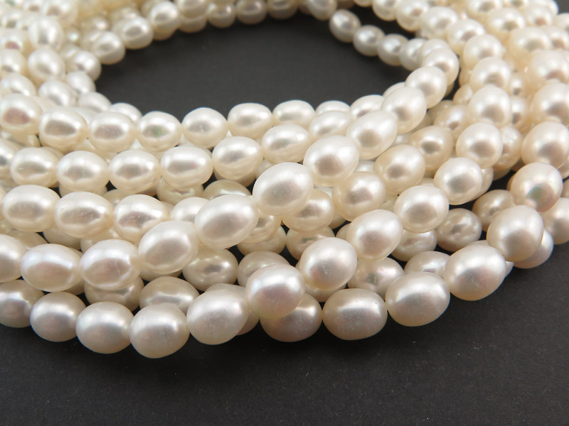 Freshwater Pearl Ivory Rice Beads 6.5-7.5mm ~ 16'' Strand