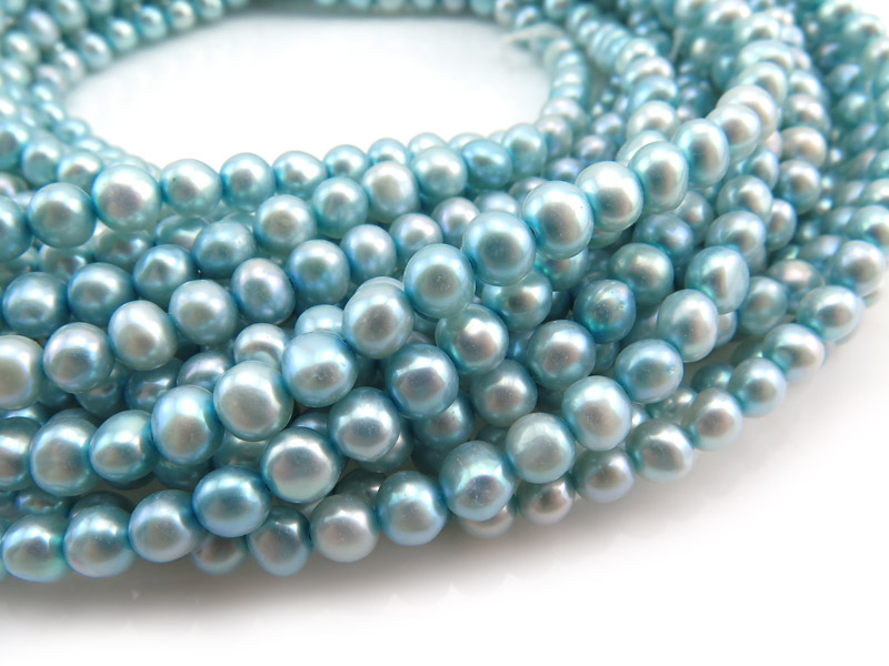 Freshwater Pearl Sky Blue Potato Beads 5mm ~ 16'' Strand