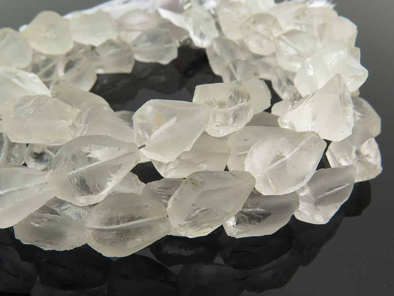 Crystal Quartz Faceted Rough Nugget Beads 10-12mm ~ 8'' Strand