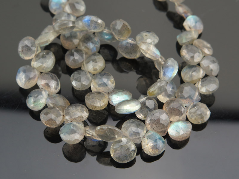 AA Labradorite Faceted Heart Briolettes 7-7.5mm ~ 8'' Strand
