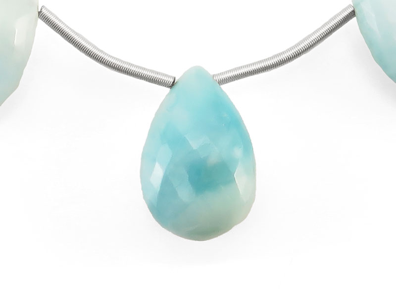 AA+ Larimar Micro-Faceted Pear Briolette 15-16mm ~ SINGLE