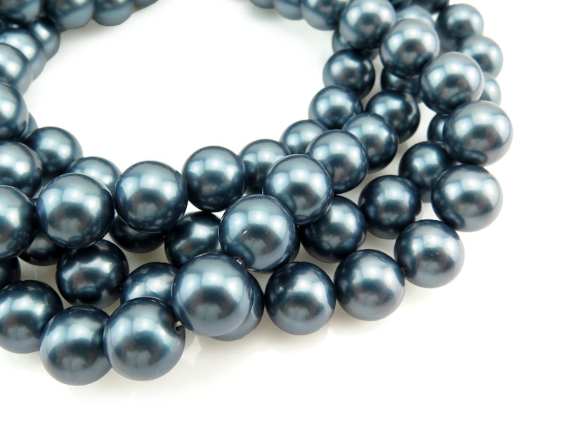 Shell Pearl Petrol Blue Round Beads 10mm ~ 16'' Strand