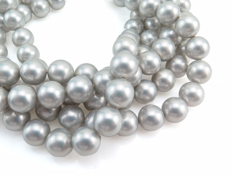 Shell Pearl Silver Round Beads 10mm ~ 16'' Strand