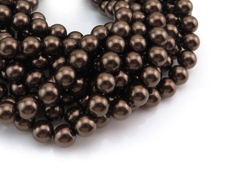 Shell Pearl Brown Round Beads 10mm ~ 16'' Strand