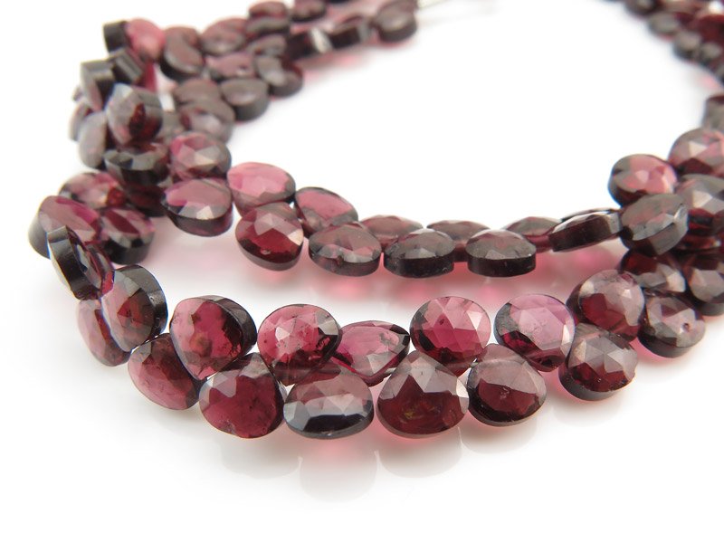 AA+ Rhodolite Garnet Micro-Faceted Heart Briolettes 5.5mm ~ 7'' Strand