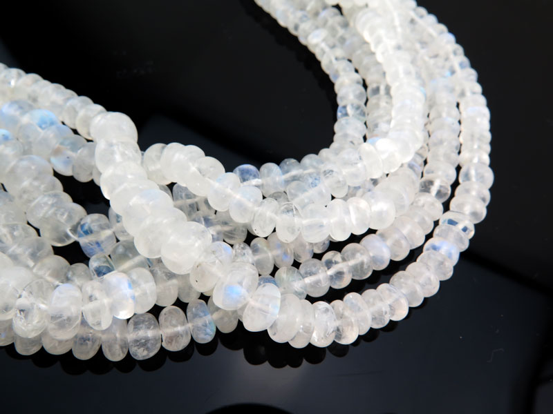 AA Rainbow Moonstone Smooth Rondelle Beads 5-9mm ~ 18'' Strand