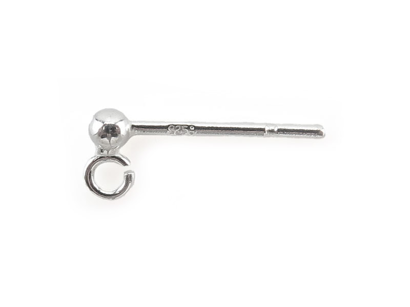 Sterling Silver Ear Post with Ball 2mm