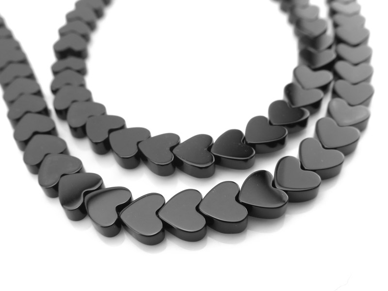 Black Onyx Heart Beads 5mm ~ 15.5'' Strand