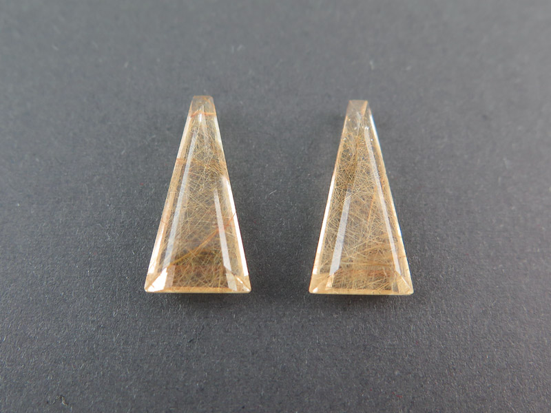 Fairmined Copper Rutilated Quartz Freeform Gemstone 20mm ~ PAIR
