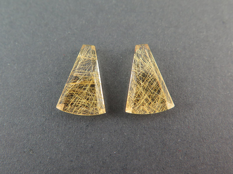 Fair Mined Golden Rutilated Quartz Freeform Gemstone 15mm ~ PAIR