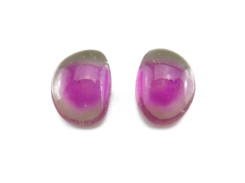 Fair Mined Watermelon Tourmaline Freeform Cabochon 11mm ~ PAIR