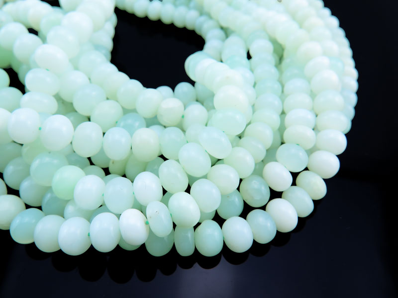 AA+ Green Opal Smooth Rondelles 4-8mm ~ 16'' Strand