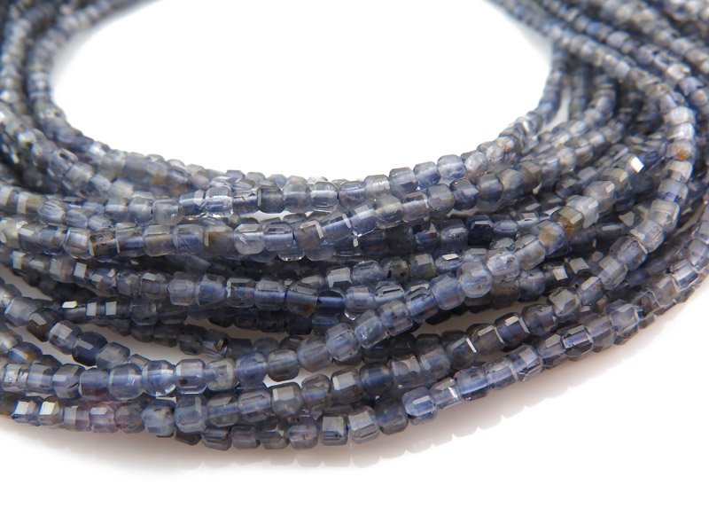 AA Iolite Faceted Cube Beads 2.5mm ~ 15.5'' Strand