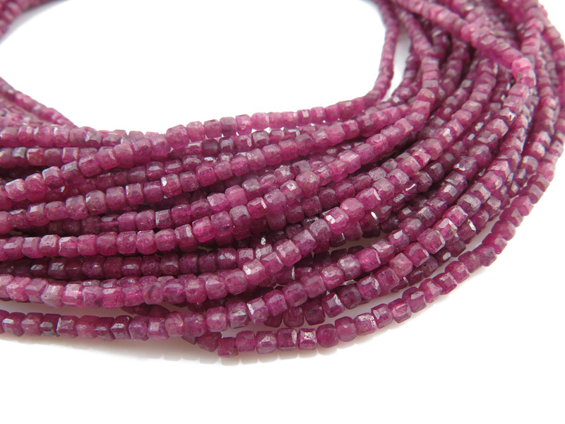 AA Ruby Faceted Cube Beads 2.5mm ~ 15.5'' Strand