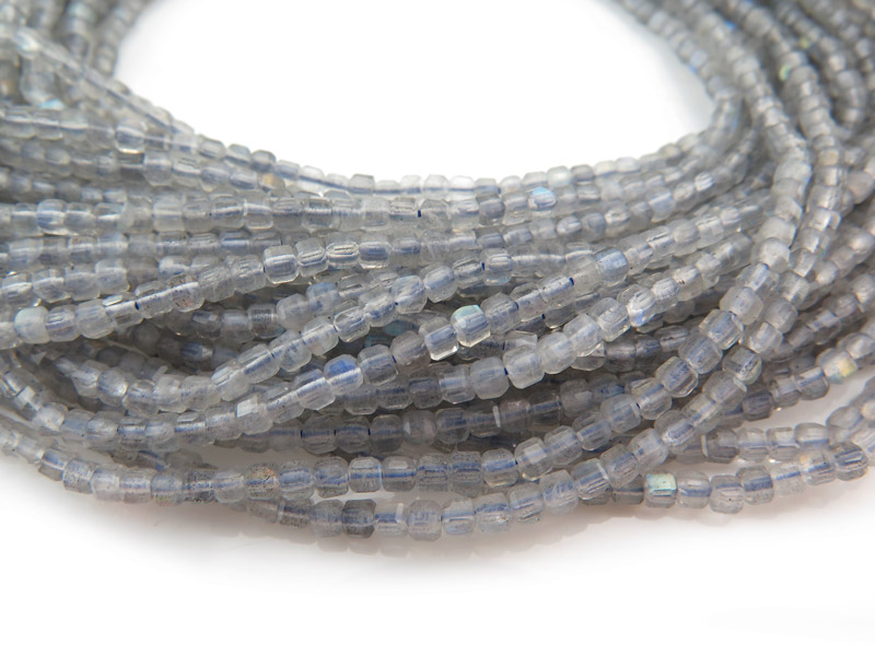 AA+ Labradorite Faceted Cube Beads Strand