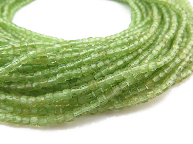 AA+ Peridot Faceted Cube Beads 2.5mm ~ 15.5'' Strand
