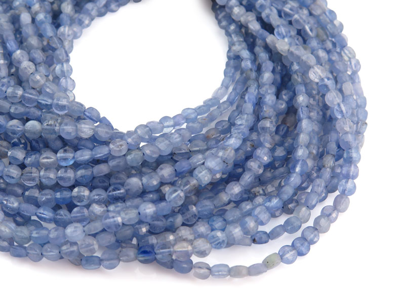 Tanzanite Micro-Faceted Coin Beads 3.75mm ~ 15.5'' Strand