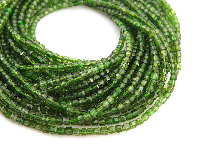 AA Chrome Diopside Faceted Cube Beads 2.25mm ~ 15.5'' Strand