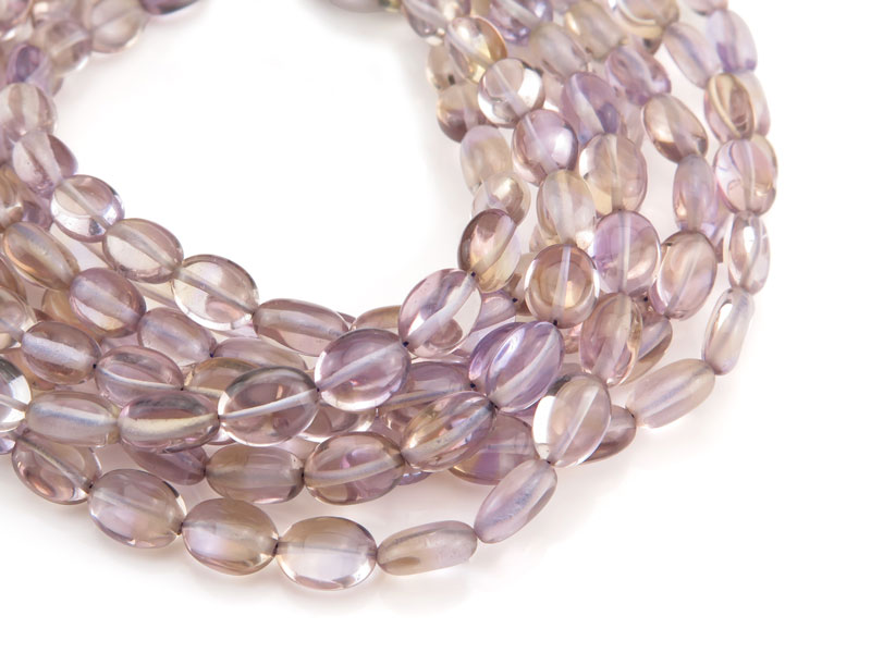 AAA Ametrine Smooth Oval Beads 8mm ~ 8'' Strand