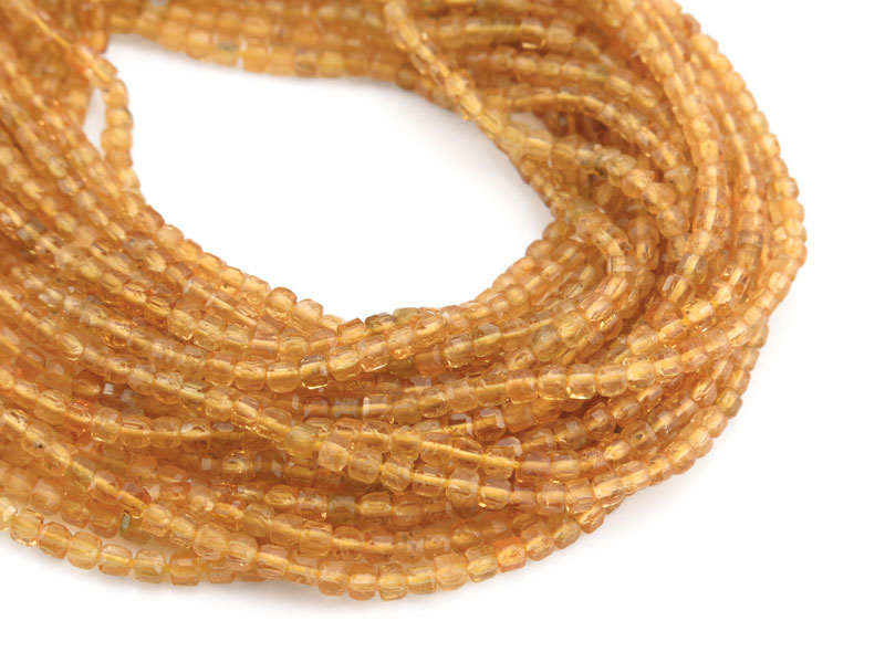 AA Yellow Tourmaline Faceted Cube Beads 2mm ~ 12.5'' Strand