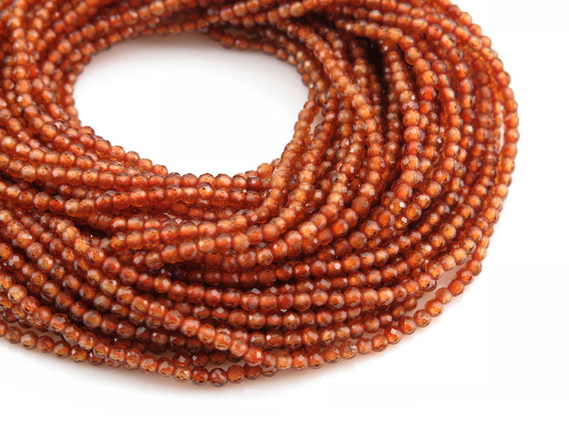 AAA Hessonite Garnet Micro-Faceted Round Beads ~ Various Sizes ~ 15.5'' Strand