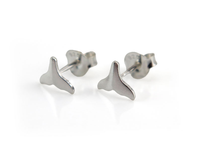 Sterling Silver Whale Tail Ear Studs ~ PAIR