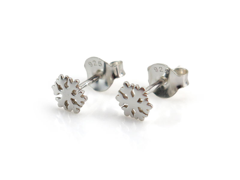 Sterling Silver Snowflake Ear Studs PAIR