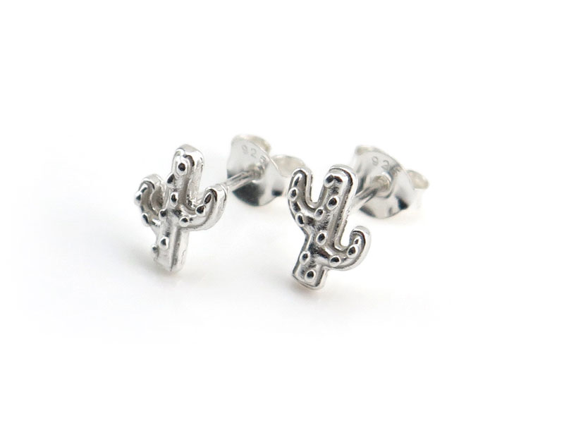 Sterling Silver Cactus Ear Studs ~ PAIR