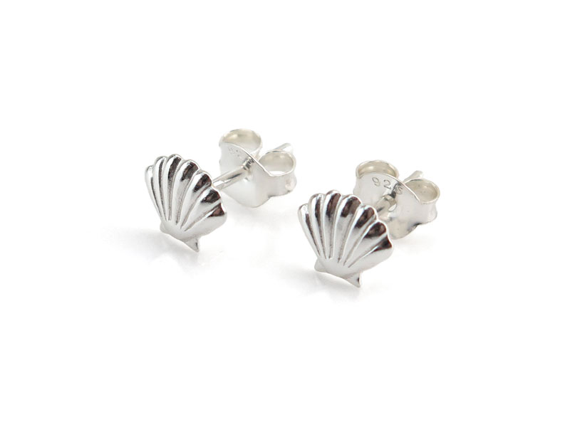 Sterling Silver Shell Ear Studs ~ PAIR