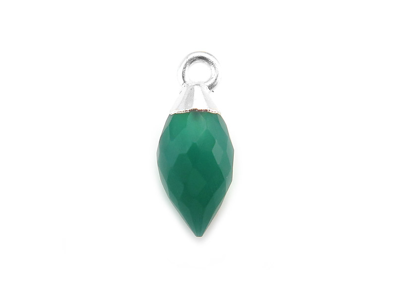 Sterling Silver Green Onyx Marquise Charm 13mm